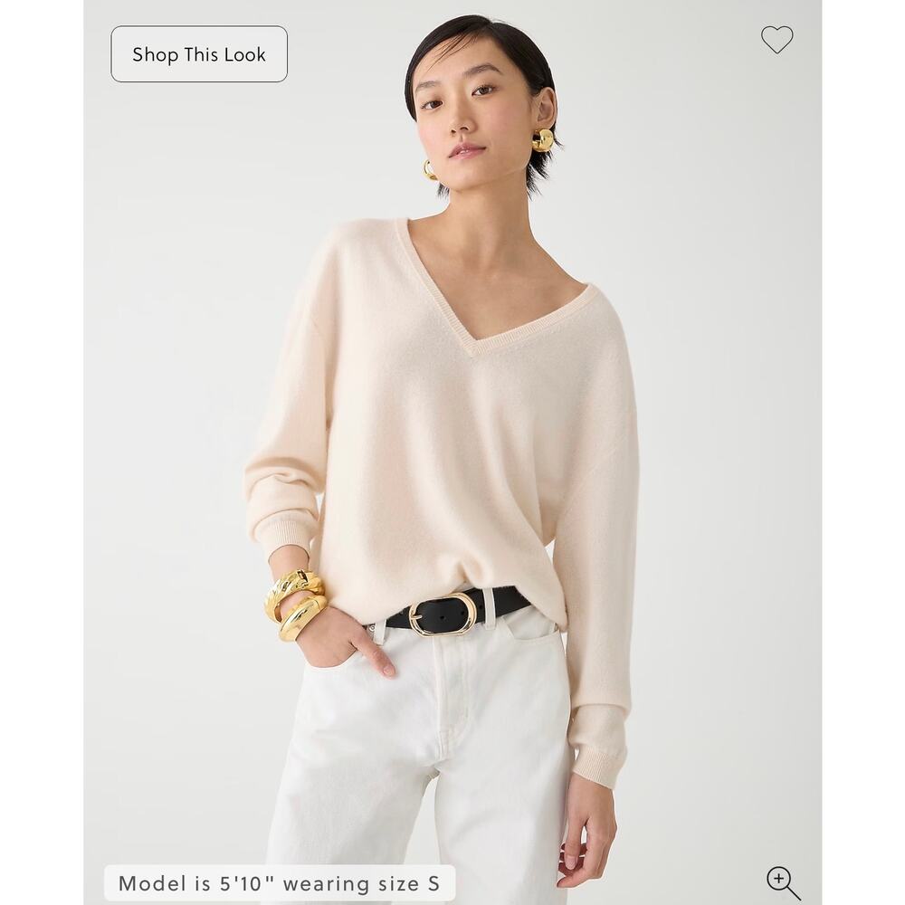 J. Crew Cashmere relaxed V-neck sweater Heather Muslin NWT size XXL